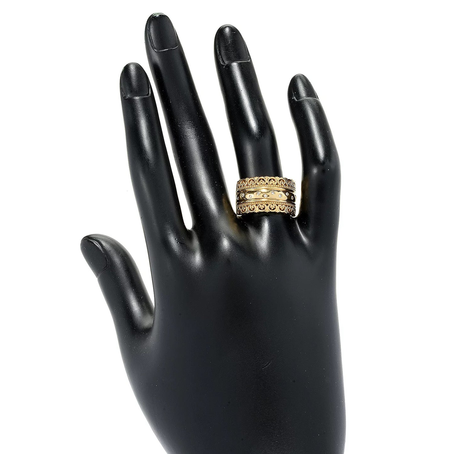 22K Yellow Gold White Diamond Cigar shape Ring