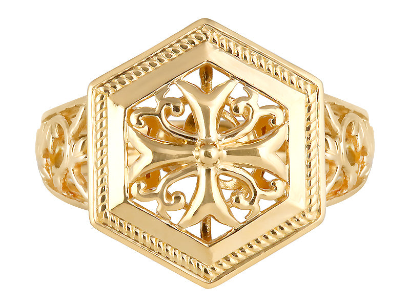 22K Yellow Gold Hexagon Cut-out Ring