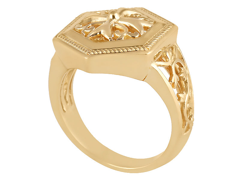 22K Yellow Gold Hexagon Cut-out Ring