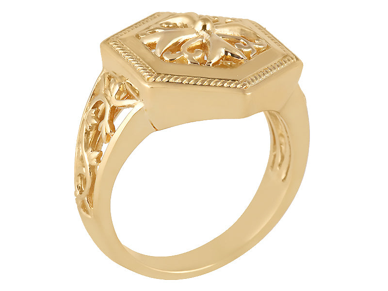 22K Yellow Gold Hexagon Cut-out Ring