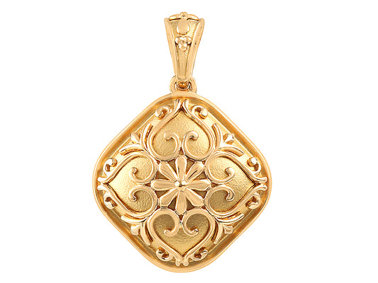 22K Yellow Gold Cushion Shape Shield Pendant