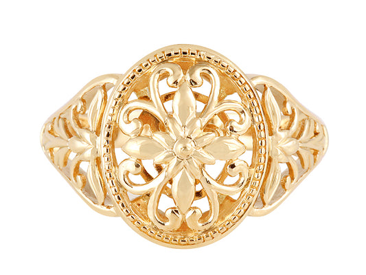 22K Yellow Gold Dome Filigree Ring