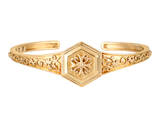 22K Yellow Gold Hexagon Hinged Cuff Bangle