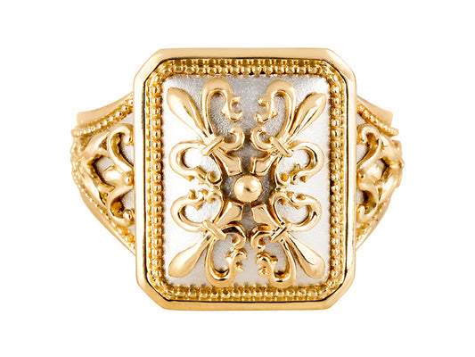 22K Two-Tone Gold Fleur De Lis Ring