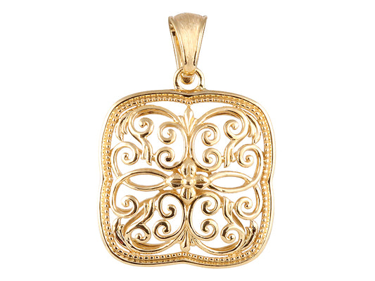 22K Yellow Gold Clover Cut Pendant