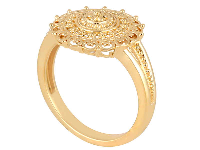 22K Yellow Gold Sun Shaped Medallion Ring