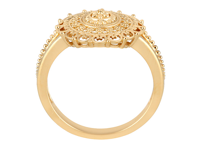 22K Yellow Gold Sun Shaped Medallion Ring